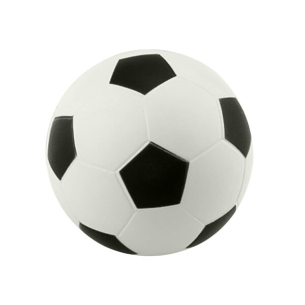 A classic black and white soccer ball with a pattern of pentagons and hexagons on a plain white background.