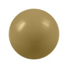 A smooth, round, olive-green sphere centered on a plain white background. The surface of the sphere is shiny, reflecting light.