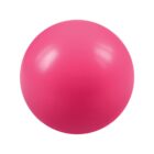 A bright pink rubber ball against a plain white background. The ball is smooth and shiny, with an even color and texture.
