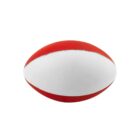 A red and white inflatable beach ball is shown against a plain white background.