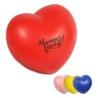 A red heart-shaped object with Always & Forever written on it. Three smaller hearts in pink, yellow, and blue are positioned below.