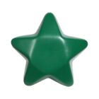A solid green star-shaped object with smooth, rounded edges and a glossy surface is centered against a plain white background.
