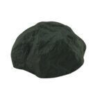 A large, dark green, textured rock with an uneven, roughly rounded shape, displayed against a white background.