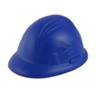 Blue construction hard hat isolated on a white background.