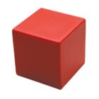 A red, solid-colored cube with smooth surfaces is shown against a plain white background.