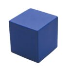 A smooth, solid blue cube with a matte finish, against a white background.