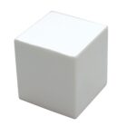 A solid white cube with smooth surfaces, displayed against a plain background.