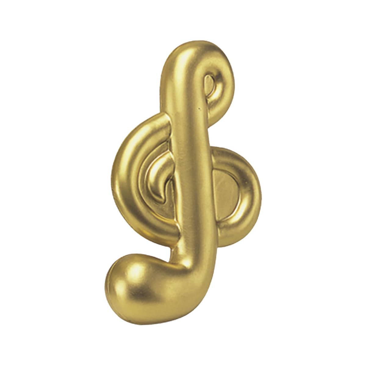 Gold treble clef in a 3D style on a white background.
