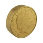 A gold coin with the embossed side showing a profile of a womans head. The words ELIZABETH II AUSTRALIA are inscribed around the edge. The coin has a textured rim.