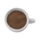 Top view of a white ceramic mug filled with coffee.