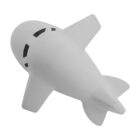 A minimalist, white ceramic sculpture of an airplane shown from an overhead angle. The design is simple and smooth, with small windows near the front. The plane is set against a plain white background.
