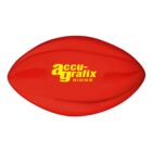 Red, leaf-shaped object with yellow text in the center that says accu-grafix SIGNS on a white background.