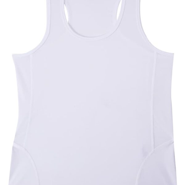 The Radiance Singlet, featuring a scoop neckline and racerback style, is displayed elegantly flat on a plain background.