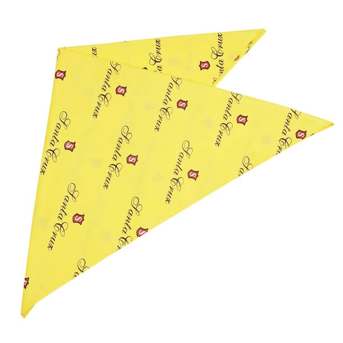 A yellow triangular paper wrapper with Crepe Coeur printed in cursive and small red logos scattered across the surface.
