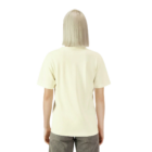 Blonde bob haircut person in American Apparel Adult Polycotton T-Shirt and gray pants, facing away.