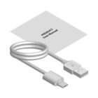 Coiled USB to USB-C cable in front of a user manual labeled Product User Manual on a plain white background.