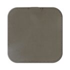A square, olive green leather coaster with rounded edges on a white background. The coaster has fine stitching around the perimeter, giving it a minimalist and elegant look.