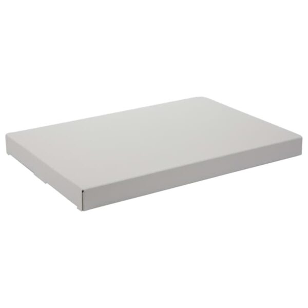 A plain, rectangular, closed cardboard box on a white background. The box is flat and has a light gray color, with no visible labels or markings.