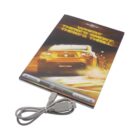 USB-powered LED light pad with a Toyota GT86 car image. The text says, Where theres smoke... theres thrill. The pad is connected with a USB cable.