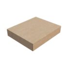 A plain, closed, rectangular cardboard box viewed from an angle. The box is light brown and appears to be empty with no labels or markings visible.