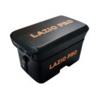 Black storage box labeled Lazio Pro in orange text, with a handle on the side and a latch on the front.