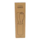 Brown cardboard box labeled Harris Bamboo Kitchen Set with a minimalist illustration of a spoon and spatula. Box has a rectangular shape and the set is marked as B121.