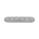 Gray cloth bracelet extender with five holes for adjusting size.