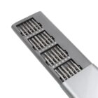 Close-up of a metallic tool with rows of parallel, sharp blades contained in a sleek, rectangular casing. The design appears modern and industrial, with precision-engineered details visible on the surface.