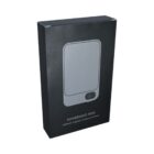 A black box featuring a printed image of a wireless power bank with an LED display. The text POWERWAVE 5000 and 5000mAh magnetic wireless powerbank is visible on the packaging.
