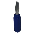 Branded StressBall Screwdriver with blue handle and flat head.