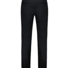Back view of a pair of black pants. The pants have a straight leg design, elastic waistband, and appear to be made from a smooth fabric. Two horizontal seams are visible at the waist level.