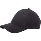 A plain black baseball cap with a curved brim and perforated side panels.