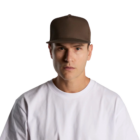 Man in Classic Trucker Cap and white T-shirt on a white background.