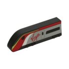 A USB flash drive designed to look like a Virgin train, featuring a red, gray, and black color scheme.
