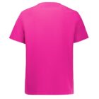 Bright pink T-shirt with short sleeves, laid flat showing the back view.