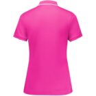 A vibrant pink short-sleeve polo shirt shown from the back, featuring a classic collar. The fabric appears smooth and lightweight, designed for casual wear.