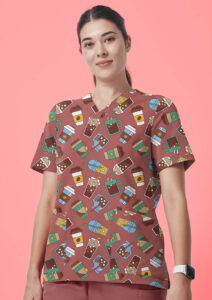 Women's Printed V-Neck Scrub Top