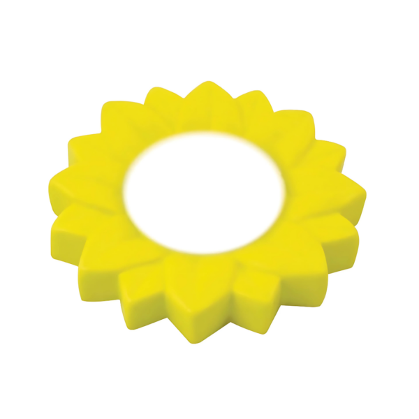 Custom Printed Stressball Flower: Yellow sunflower on a white background.