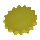 Yellow, gear-shaped stressball with jagged edge, named Custom Printed Stressball Flower.
