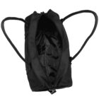 Open black duffel bag with two shoulder straps and a zippered main compartment. The bags interior is visible, showing ample space for carrying items. The bag is positioned on a white background.
