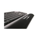 A close-up of a black computer keyboard with a padded wrist rest in front, featuring the word Thomson printed on it. The keyboard is angled from the front right corner, showing the keys in perspective.