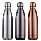 Three Estevan 500mL Bottles: silver, black, and copper, standing in a row.