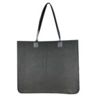 A plain black tote bag with long handles, displayed against a white background.