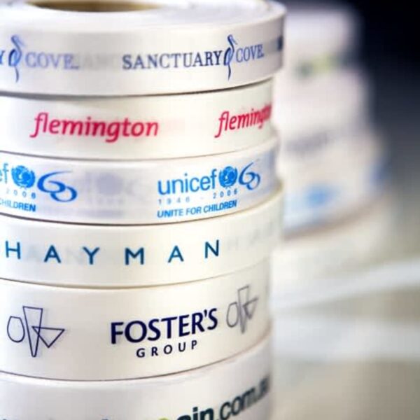 Custom Full/Exact Colour Print on White Ribbon 24mm