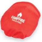 A red fabric cover with CAMPFIRE INDUSTRIES and a flame logo printed in white.