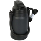 Gambier 1500mL black vacuum flask with handle and strap.