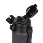 1500mL Gambier black water bottle with open lid and carrying strap.
