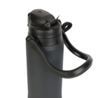 Gambier 1500mL Vacuum Flasks, black, with flip cap & handle.
