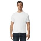 Man in Gildan Softstyle Tri-Blend T-Shirt and jeans, facing forward on white background.