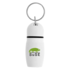 Hotel Room Plastic Keychain with green chameleon logo and SuSE text, ideal for room use.